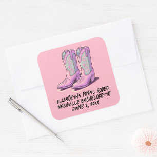 Roze Cowgirl Boho Boots voor de Bruid  Vierkante Sticker