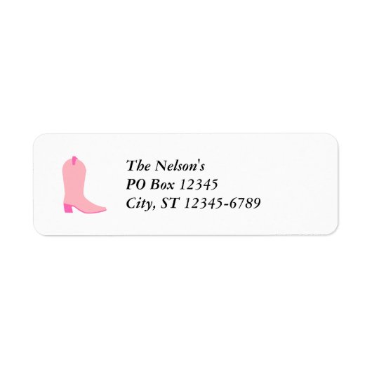 Roze Cowgirl Boot Etiket (Voorkant)