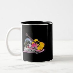 Roze Cowgirl Cowboy Pet Disco Ball Boots Gitaar Tweekleurige Koffiemok