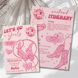 Roze Cowgirl Disco Rodeo Bachelorette Weekend Kaart