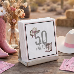 Roze cowgirl Elegant 50 en Fabulous Verjaardag Servet