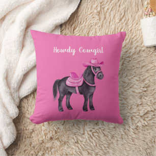 Roze Cowgirl Howdy Paard Kussen