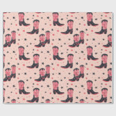 Roze Cowgirl laarzen Cadeaupapier (Vlak)
