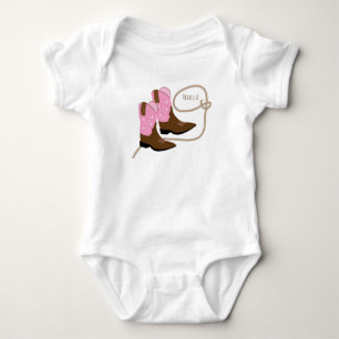 Roze Cowgirl laarzen & lasso touw, gepersonaliseer Romper