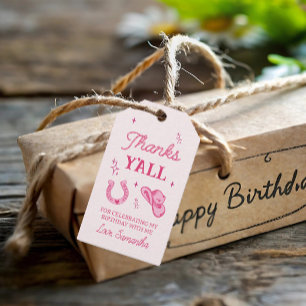 Roze Cowgirl laarzen Rodeo Cadeaulabel