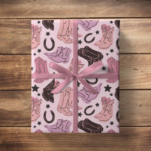 Roze Cowgirl Laarzen Western Rodeo Meisje Zuidelij Cadeaupapier