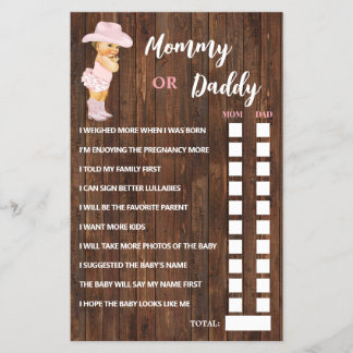 Roze Cowgirl Moeder of Vader Zei Baby Borrelkaartj Flyer