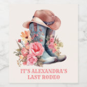 Roze Cowgirl Nashville Let's Go Meisjes Bacheloret Wijn Etiket (Enkel label)