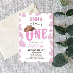 Roze Cowgirl ONE Eerste Rodeo 1e Verjaardagsfeest Kaart