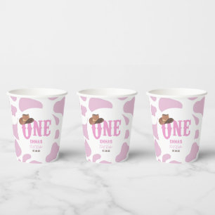 Roze Cowgirl ONE Eerste Rodeo 1e Verjaardagsfeest Papieren Bekers