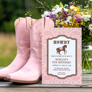 Roze Cowgirl Paard Silhouet Verjaardag Kaart