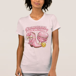 Roze Cowgirl Pickleball : Coquette Laarzen en Padd T-shirt