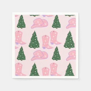 Roze Cowgirl Rodeo Pet Kerstboom Servet