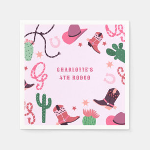 Roze Cowgirl Rodeo Western Verjaardagsfeest Servet