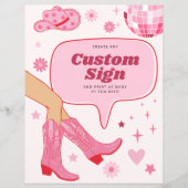 Roze Cowgirl Verjaardagsfeest Custom Sign (Voorkant)