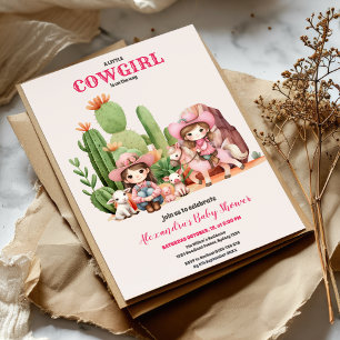 Roze Cowgirl Western Baby shower Kaart