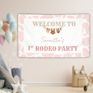 Roze Cowgirl Western Rodeo Verjaardags Welkom Spandoek