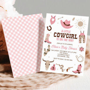 Roze Cowgirl Westerse Baby Shower Uitnodiging