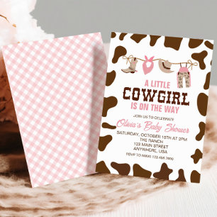 Roze Cowgirl Westerse Baby Shower Uitnodiging