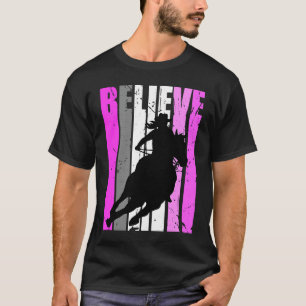 Roze Cowgirls Paardrijden Ruiter Retro Vintage Koe T-shirt