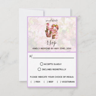 Roze Crabapple Blossom LOVE-reactiekaart RSVP Kaartje