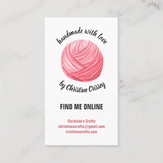 Roze Craft Crochet | Knitting Yarn Handmade Visitekaartje (Voorkant)