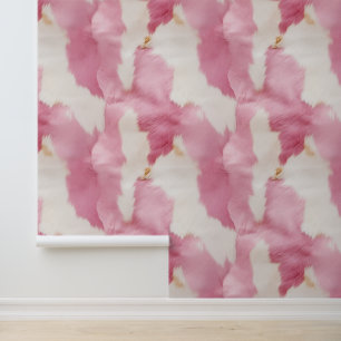 Roze Cream Cowgirl Koeienhuid Behang
