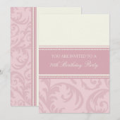 Roze Cream Floral 70e verjaardag Kaart (Voorkant / Achterkant)