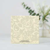 Roze Cream Wedding Monogram Damask uitnodiging (Staand voorkant)