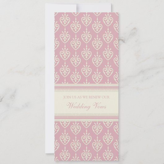 Roze Cream Wedding Vow Renewal Uitnodigingen (Voorkant)