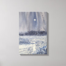 Roze Creek onder Moon Waterverf Print