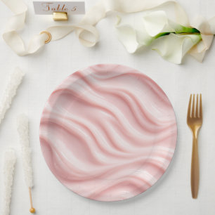 Roze Crème Abstract Ontwerp Papieren Bordje