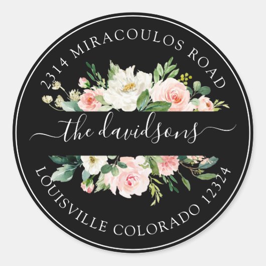 Roze Crème Bloemige Retouradres Enveloppe Zegel (Voorkant)