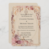 Roze Crème Boho Wedding Arch Kaart (Voorkant / Achterkant)