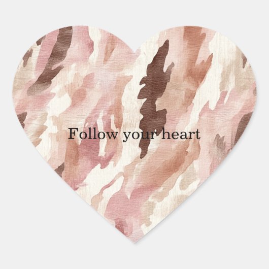 Roze Crème Chocolade Bruin Abstract Hart Sticker (Voorkant)