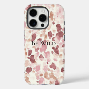 Roze Crème Chocolade Bruin Abstract Luipaarddier iPhone 16 Pro Hoesje
