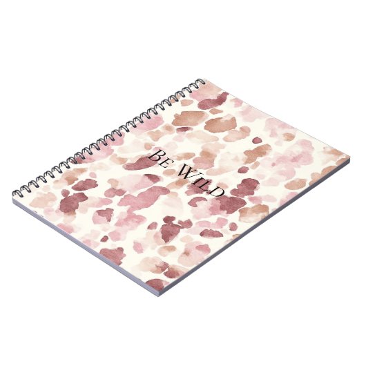 Roze Crème Chocolade Bruin Abstract Luipaarddier Notitieboek (Linkerzijde)