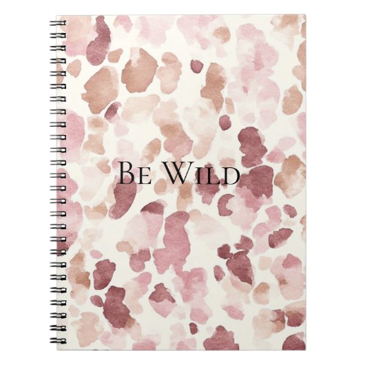 Roze Crème Chocolade Bruin Abstract Luipaarddier Notitieboek (Voorkant)