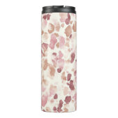 Roze Crème Chocolade Bruin Abstract Luipaarddier Thermosbeker (Achterkant)