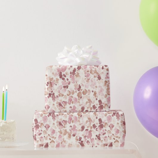 Roze Crème Chocolade Bruin Luipaard Dier Verjaarda Cadeaupapier (Feestgeschenken)