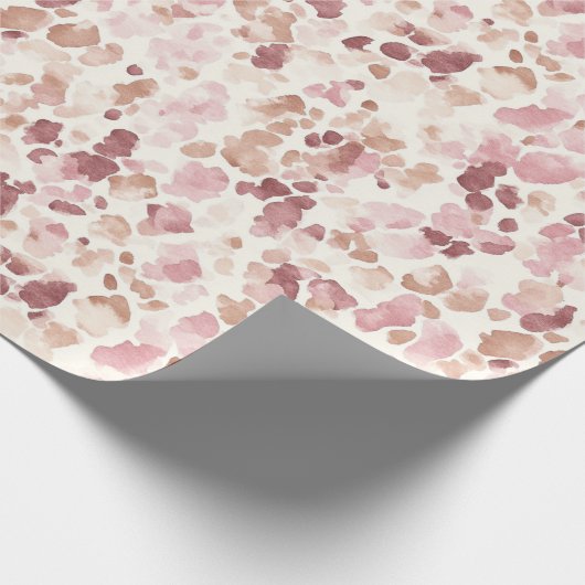 Roze Crème Chocolade Bruin Luipaard Dier Verjaarda Cadeaupapier (Hoek)