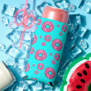 Roze crème donuts patroon blauw