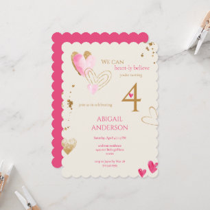 Roze & Crème Hart-elijk Geloven Verjaardagsfeest Kaart