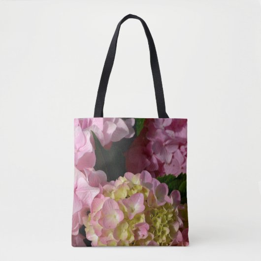 Roze Crème Hortensia's geel roze groen bloemstuk Tote Bag (Voorkant)
