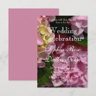 Roze Crème Hydrangeas geel roze bloemenbruiloft Kaart
