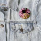 Roze Crème Hydrangeas geel roze groen bloemig Ronde Button 5,7 Cm (In situ)