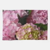 Roze Crème Hydrangeas geel roze groen bloemig Theedoek (Horizontaal)