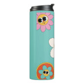 roze crème illustratie retro bloem tumbler. thermosbeker (Gedraaid links)