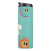 roze crème illustratie retro bloem tumbler. thermosbeker (Geroteerd rechts)