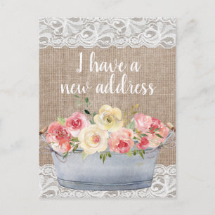 Roze Crème Kleurige Bloemen Metalen Pot Wijziging Briefkaart